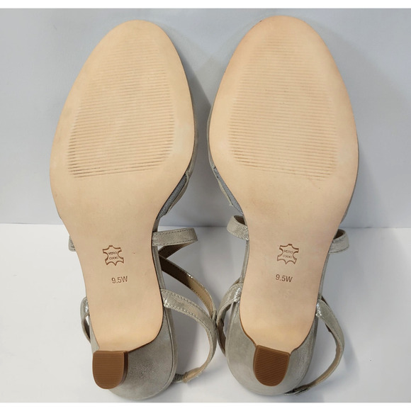 Ros Hommerson Caliente Shoes Womens 9.5W Silver Shimmer Leather Slingback Retro - Picture 13 of 13